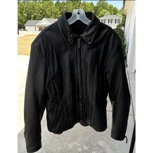 FirstGear FG299 Womens Leather Motorcycle Jacket XL Black Liner Vintage